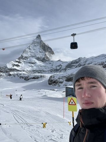 Max Gallinek on the ski slopes below the Matterhorn