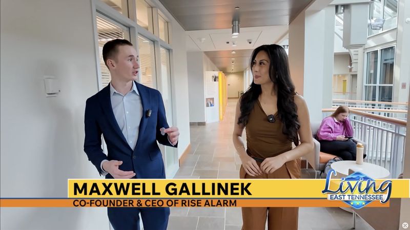 Max Gallinek on WATE 6 talking about Rise Alarm